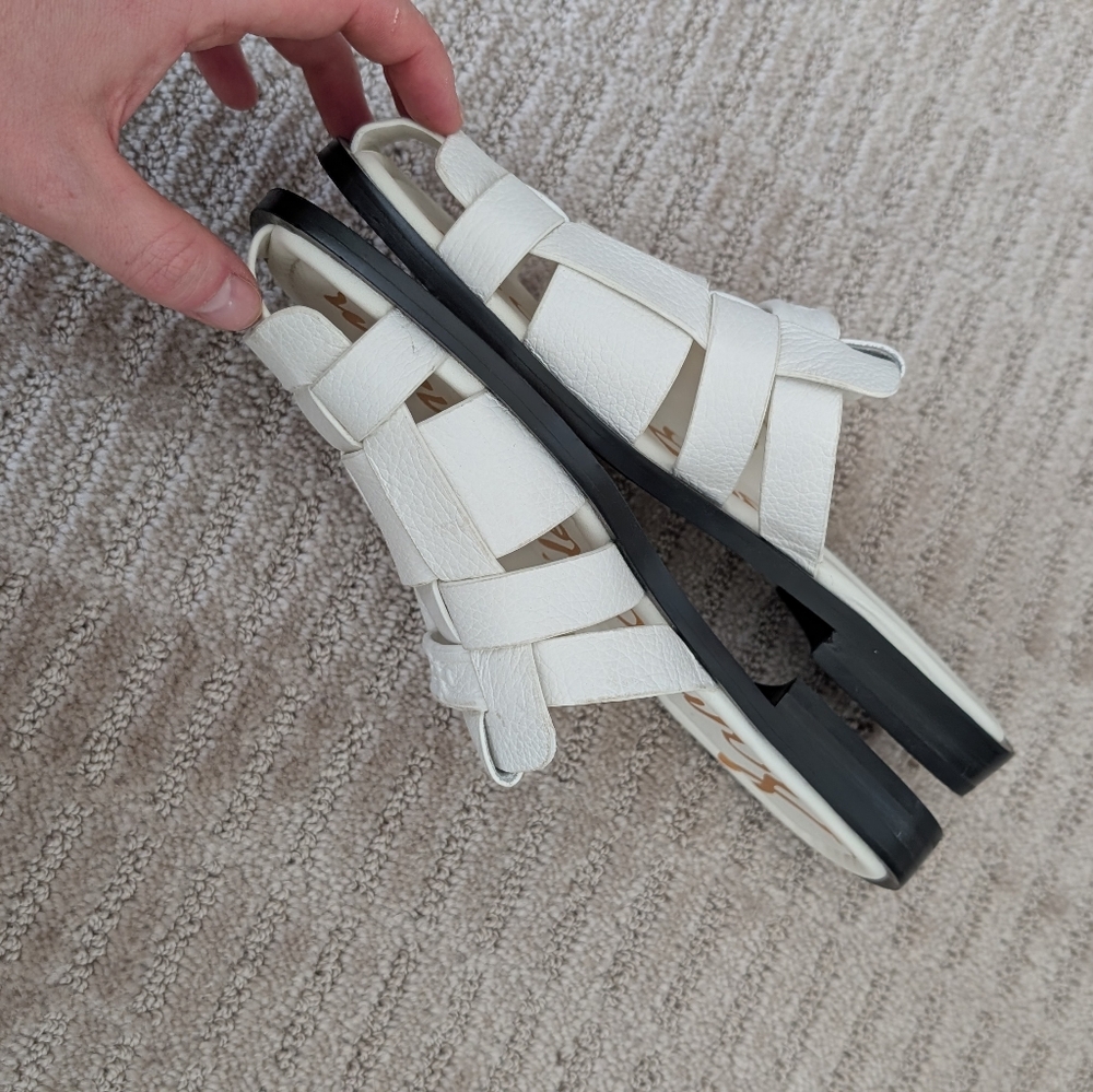 Sam Edelman Dina White Leather Fisherman Sandals‎ Fit 7 - Picture 3 of 8